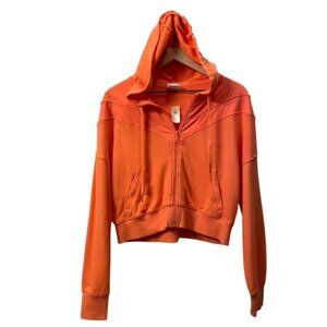 NWT Aerie Offline Oversized Full Zip Cropped Jacket Hoodie Orange Salmon XS